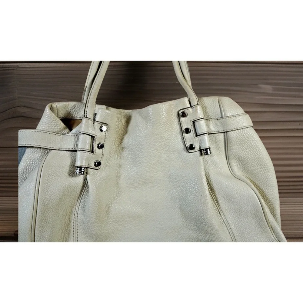 Banana Republic‎ Large Ivory Pebbled Leather Handbag Satchel Bag